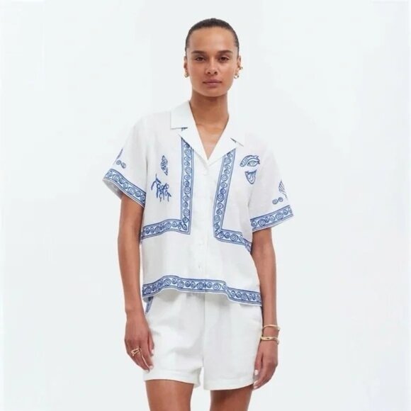 NWT Madewell x Lisa Says Gah! Embroidered Button Front Shirt  SIZE XXL - Picture 1 of 11